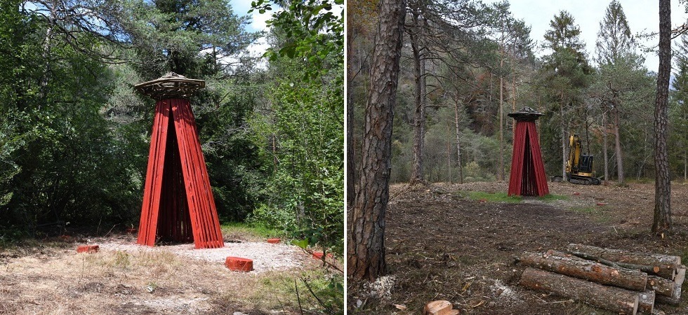 Le ruspe “della forestale” in azione a Ledro Land Art ma il risultato è sconcertante